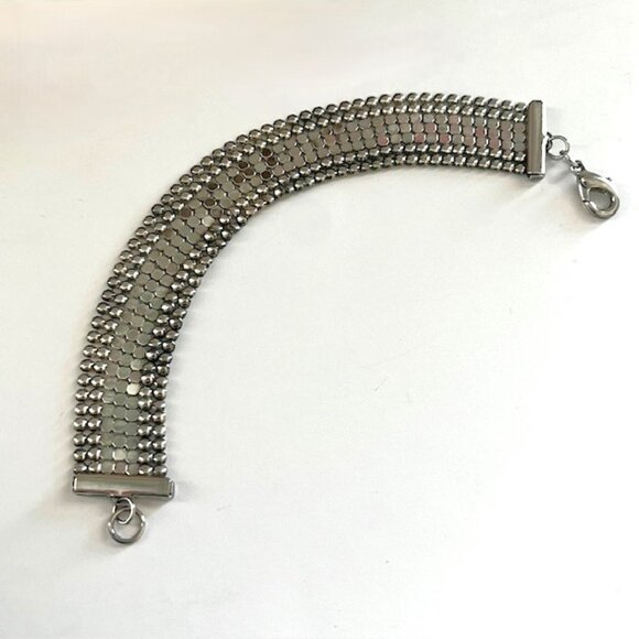 Mesh Chain Metal Bracelet Silver Tone - Picture 5 of 5